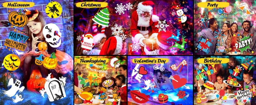 8-Pattern Christmas Projector Lights Outdoor, Anysun Brighter 160 HD Patterns Christmas Decorations, 2-in-1 Ocean Wave Snowflake Holiday Projector Waterproof with Timer for Garden Party Landscape Show