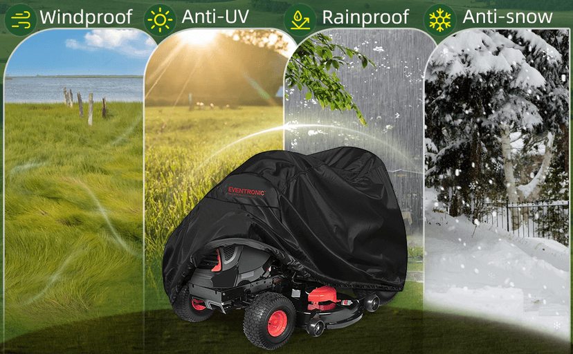 Riding Lawn Mower Cover, Eventronic 54“ Riding Lawn Tractor Cover Waterproof Heavy Duty Durable (420D-polyester oxford)