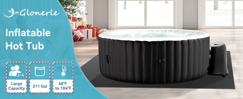 4-6 Person Inflatable Hot Tub, Large Square Portable Blow up Hot Tub, Leak-Proof PVC Outdoor Spa with 130 Air Jets, Insulated Cover and Heater Pump, 73” X 73”X 25”