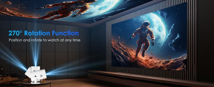 Mini Projector | 4K Support 200" Giant Screen | 500 ANSI Lumens, Bluetooth 5.2 | Portable Outdoor Movie Projector Compatible with TV Stick/Phone/HDMI/PC | Built-in HiFi Speaker