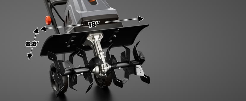 18 Inch 15 Amp Electric Tiller Cultivator, 24 Steel Tines for Gardening, Corded & High Power Garden Roto Tiller, 8.7'' Tilling Depth, 4-Adjustable Wheels, Foldable Handle, for Lawn Yard, Gray