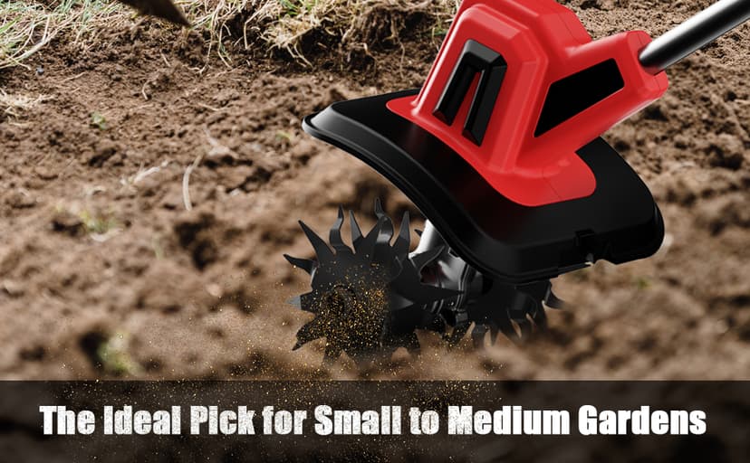 MaxMore Cordless Tiller Cultivator Compatible with Milwaukee 18V Battery (Tool Only), Electric Garden Rototiller with 48 Steel Tines, 8.7" Tilling Width, 6.3" Depth for Gardening, Soil Turning