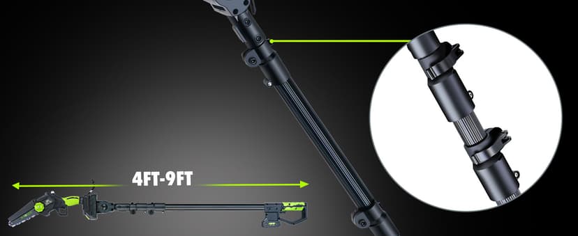 2-in-1 Cordless Pole Saw, 6 Inch Brushless Pole Chainsaws Mini Handheld Chainsaw with 2× 21V Batteries, 6.5lb Lightweight, Auto Oiling, 15 FT MAX Extension Pole Saws for Tree Trimming