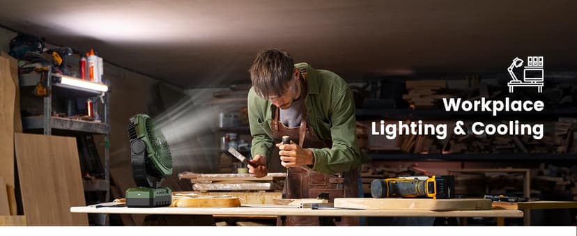 FRIZCOL 3-in-1 Camping Fan - Portable Fans Rechargeable - 24000mAh 9-Inch Battery Powered Fan(140Hrs) with Light & Remote for Indoor, Outdoor, Tent, Travel, BBQ, Fishing, Jobsite - Green