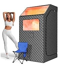 Upgraded Version Portable Sauna for Home Full Body Personal Sauna Steam Sauna Tent at Home Spa with 2.6L 1000W Steam Generator, 90 Minute Timer, Foldable Chair, Remote Control, Sauna Box(Black)