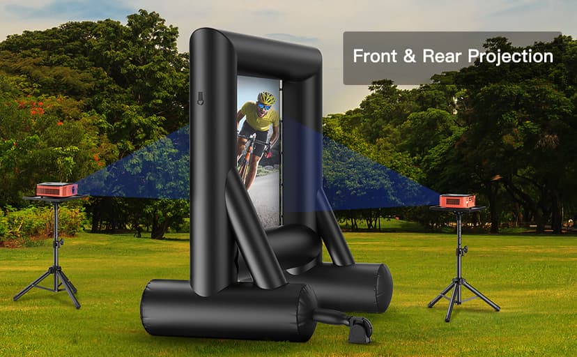 Amada 14 Feet Outdoor Inflatable Movie Screen, Projector Screen with Fast Low-Noise Air, Support Front Rear Projection for Backyard Movie Night, Home Theater, Theme Party, AMPJ04