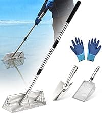 GADFISH Sand Scoop for Metal Detecting, Metal Detector Scoop, Stainless Steel Sand Sifter Shovel, Fast Sifter Shovel for Underwater Treasure Hunting (Stainless Steel)
