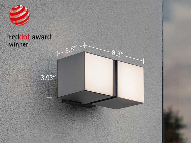 LUTEC Cuba 3000K 1100LM LED Integrated Porch Wall Light Outdoor and Indoor Bedroom LED Wall Lantern Sconce-Black