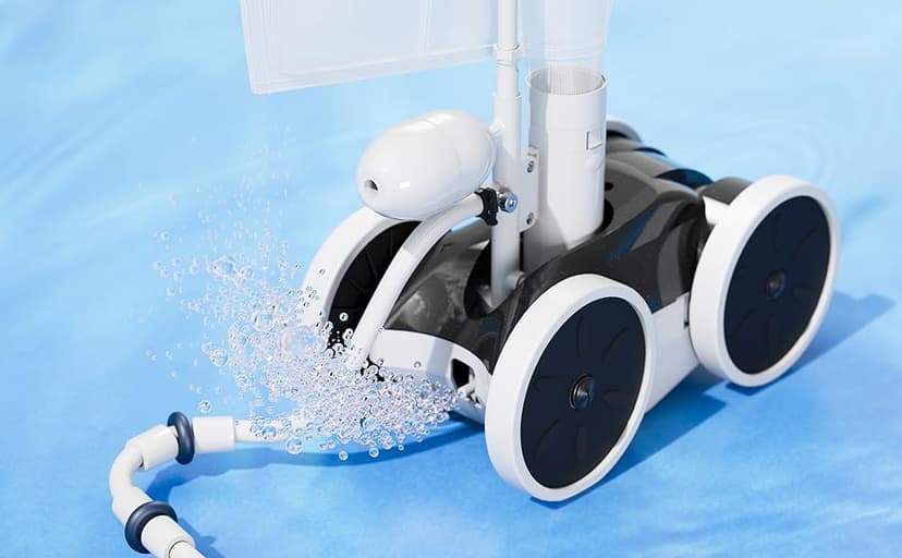 Upgrade Pool Pressure Side Sweeper: Professional Solution for Cleaning Your Swimming Pool (Four Wheels Better Than Three)