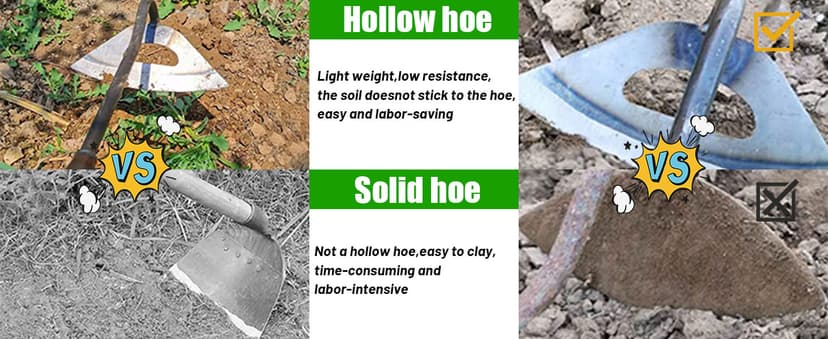 All-Steel Hardened Hollow Hoe,Garden Hoes for Weeding,Hollow Hoe for Gardening,Hoe Garden Tool,Garden Hoe for Backyard Weeding, Loosening, Farm Planting 2