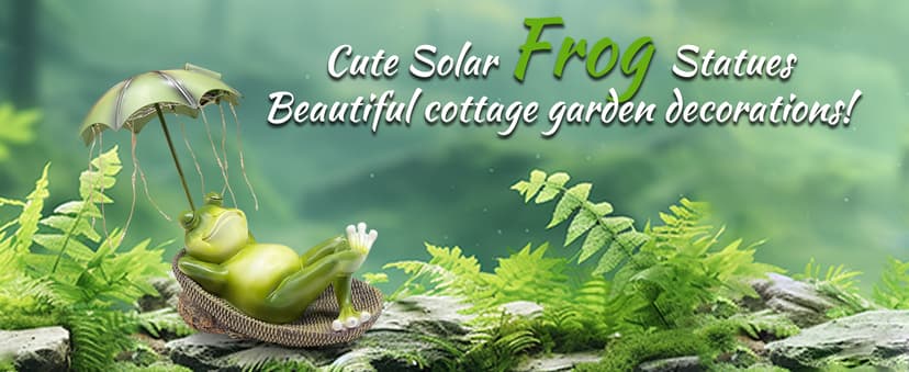 Solar Frog Garden Decor Outdoor Statue - Frogs Umbrella LED Waterproof Sculptures Lights, Cute Frog Pond/Yard Statues Outside Decoration, Home, Lawn, Patio, Resin Animal Ornament, Women/Gardening Gift