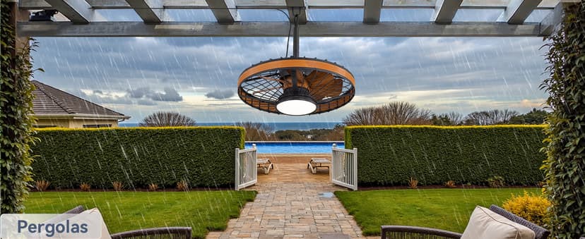 LEDIARY Outdoor Ceiling Fans with Lights, IP65 Waterproof Gazebo Fan with Hanging Hook,6 Speeds, 3CCT, 20 Inch Wet Rated Plug in Ceiling Fan for Patios,Porch, Pergola,Canopy