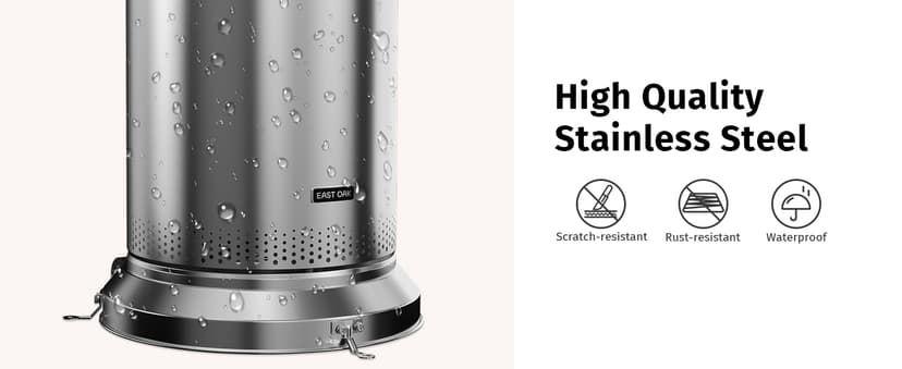 EAST OAK Anti-rust 50,000 BTU Patio Heater for Outdoor Use With Double-Layer Stainless Steel Burner, Round Table Design and Wheels, Outdoor Patio Heater for Home and Commercial, Stainless Steel