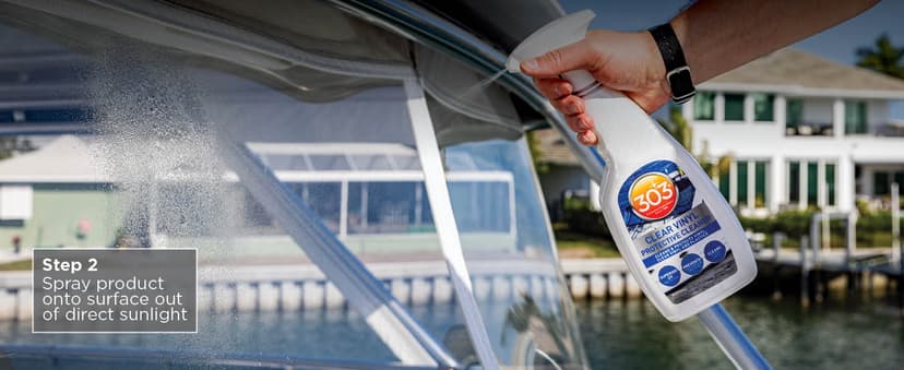 303 Products Marine Clear Protective Cleaner - Cleans and Protects Vinyl and Plastics, Provides Superior UV Protection, Prevents Yellowing and Cracking, 32oz (30215) Packaging May Vary