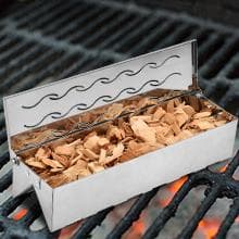 Skyflame Wood Chip Smoker Box, Stainless Steel Double V-shape BBQ Smoke Box with Hinged Lid for Charcoal & Propane Gas Grill, 12.5"(L) x 3.3"(W) x 2.5"(H), U.S. Design Patent