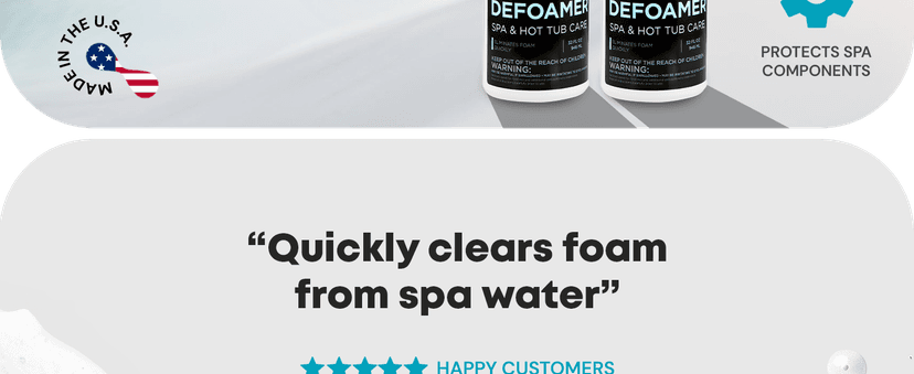 Hot Tub Defoamer - Spa Defoamer for Hot Tub Owners 32oz (2 Pack), Spa Anti Foam to Keep Foam Down, Hot Tub Chemicals Made in USA - AquaDoc