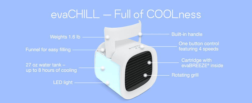 Evapolar evaCHILL Portable Air Conditioners - Portable AC Unit - Small Personal Evaporative Air Cooler & Fan for Desk, Office, Car, Camping, White