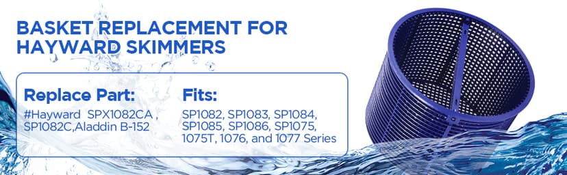 Tooetoy Pool Skimmer Basket Compatible with Hayward Automatic Skimmers SPX1082CA & Aladdin B-152, Fit Models SP1082 SP1083 SP1084 1085 1086 SP1075 1075T, 7"-Remove Leaves and Debris,No Weighted