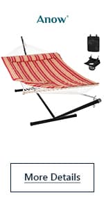 ANOW Double Hammock Pad and Pillow Set, 2 Person Polyester Hammock Pad, Light Brown