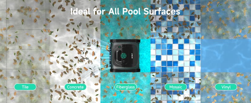 (2025 Upgrade) WYBOT C1 Robotic Pool Vacuum for Inground Pools, 150min Runtime Cordless Pool Cleaner, 4-in-1 Wall & Waterline Cleaning Up to 1,614Sq.ft, Smart Navigation, App Support