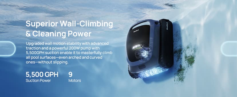 Beatbot AquaSense 2 Cordless Robotic Pool Vacuum Cleaner, Smart Surface Parking, Double-Pass Waterline Scrubbing, Cleans Floor, Walls, and Waterline, Above & In-Ground Pools up to 3,230 sq.ft - Blue