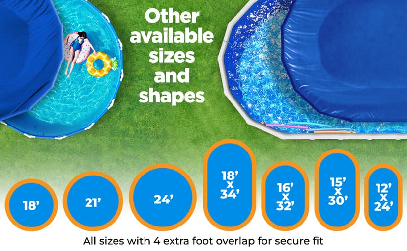 Premium Heavy-Duty Winter Pool Cover - Royal Blue, Extra Thick and Durable, Tear-Proof, UV-Resistant, Reinforced Edges, Easy Install, All-Season Protection for 18-ft x 34-ft Oval Above Ground Pools
