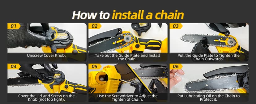 Mini Chainsaw Electric Chain Saw 6 Inch Cordless Battery Powered, 2.0Ah Battery, Compatible w/IMOUMLIVE Pole, Hand Held, Small, Portable and Easy for Tree Trimming Branch Pruning Wood cutting