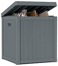 120 Gallon Resin Deck Box, Weatherproof Outdoor Storage Box for Patio, Garden, Pool, and Yard, Lockable Waterproof Bin for Tools, Cushions, and Accessories, Grey