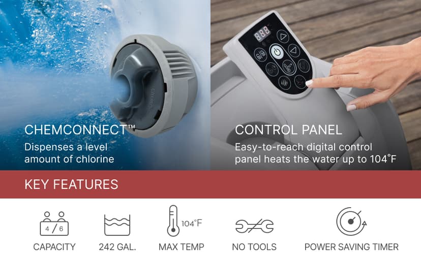 Coleman Palm Springs EnergySense AirJet Inflatable Hot Tub Spa (77" x 28") | Portable Hot Tub with 2 Covers (1 Energy-Efficient Thermal Cover and 1 Standard Cover) | Fits Up to 4-6 Persons | Green