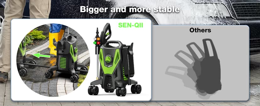 Electric Pressure Washer - 4500PSI 3.0GPM Power Washer with 500ML Foam Cannon, 4 Nozzle Tips, with 4-Wheel Anti-Tip Technology, 360° Swivels High Pressure Cleaning Machine for Cars, Driveways, Patios
