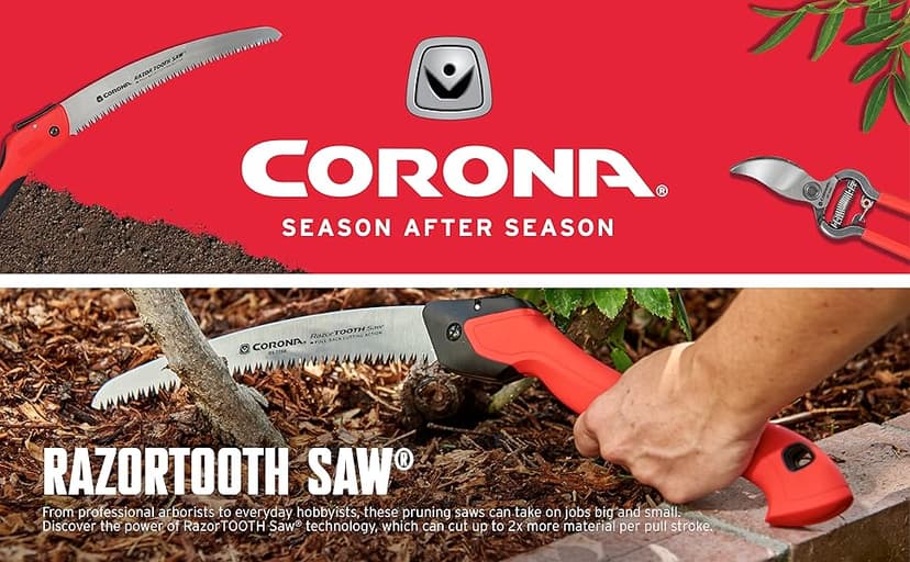 Corona Tools 10-Inch RazorTOOTH Folding Saw | Pruning Saw Designed for Single-Hand Use | Curved Blade Hand Saw | Cuts Branches Up to 6" in Diameter | RS 7265D