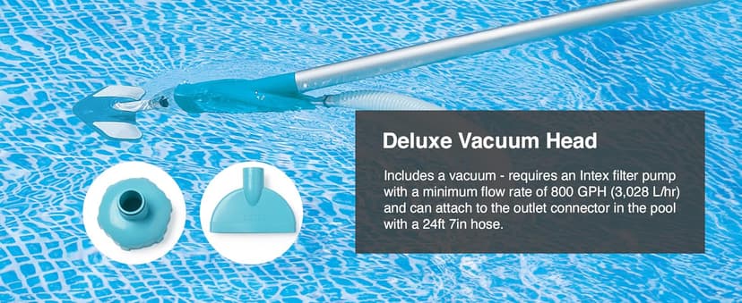 Intex Deluxe Automatic Surface Skimmer Bundled with Maintenance Kit w/ Vacuum & Pole, Swimming Pool Cleaning Tools for Above Ground and InGround Pools