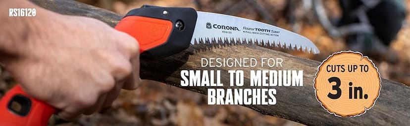 Corona Tools 7-Inch RazorTOOTH Folding Saw | Pruning Saw Designed for Single-Hand Use | Curved Blade Hand Saw | Cuts Branches Up to 3" in Diameter | RS16120