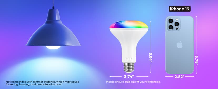 OREiN Matter Smart Light Bulb, BR30 Smart Light Bulbs 650LM 60W, Recessed Color Changing Bulbs RGBTW, Smart Flood Light Bulb Compatible with Alexa, Apple Home, Google Home, SmartThings, 4Pack