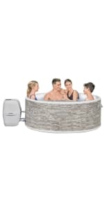 Bestway SaluSpa Hawaii AirJet 2 to 6 Person Square Inflatable Hot Tub Portable Outdoor Spa with 140 Soothing AirJetsr, Blue