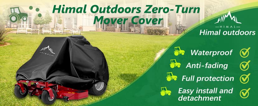 Himal Outdoors Zero-Turn Mower Protector, Heavy Duty 600D Polyester Oxford, UV Protection Universal Fit with Drawstring & Cover Storage Bag, Tractor Cover Up to 60" Decks