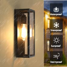 2-Pack Outdoor Wall Lanterns, Exterior Waterproof Wall Sconce with Glass Shades, Matte Black Porch Lights Wall Mounted, Anti-Rust E26 Modern Wall Lighting Fixtures for Patio Garage Entryway Front Door