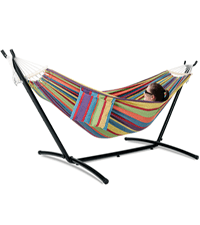 12ft Rope Hammocks, 46'' Wide Hardwood Spreader Bar (Beige, Twin)