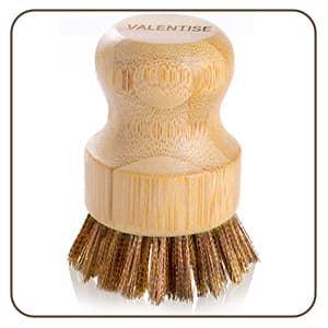 Bamboo Dish Brush Set, 3 Pcs Wooden Scrubber, Brass Brush and Pot Brush with Sisal and Palm for Cleaning Vegetables, Pots and Ovens