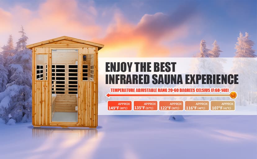 Saunas 904V Far Infrared Sauna, Outdoor Wooden Dry Sauna Low EMF (Hemlock Wood, 4-Person Size)