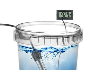 Immersion Water Heater Electric, 2000W Portable Hot Water Heater with 304 S S Guard & LCD Thermometer, Submersible Water Heater Heats up 5 Gallons of Water in Minutes for Bucket Bathtub Small Pool