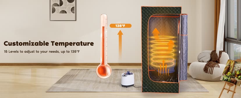 Portable Sauna Box with 3L 1200W Steamer, Personal Sauna Tent with 15 Adjustable Heat Levels, Steam Sauna Full Body for Home, Steam Room with Foldable Chair