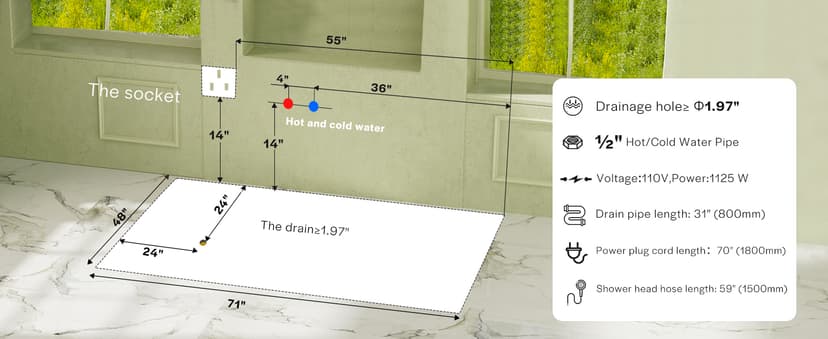 72-Inch Whirlpool Jetted Tub,Acrylic Hydro Massage Bathtub with 10 Jets, Color-Changing LED Lights,2-Person Jetted Bath Tub for Couples
