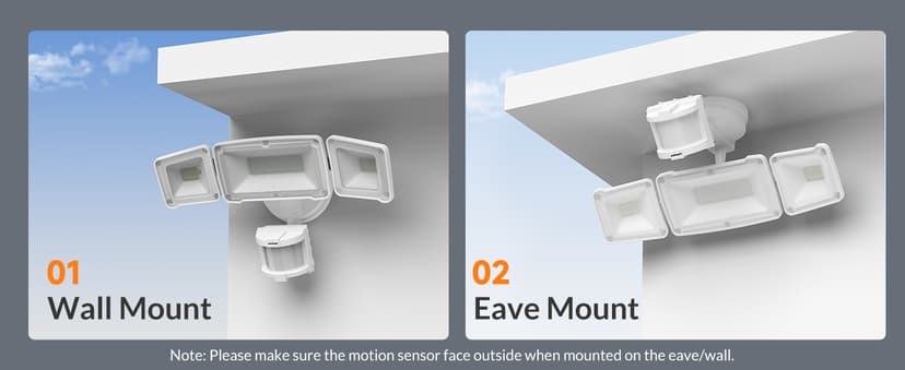 LEPOWER LED Security Lights Motion Sensor Light Outdoor, 38W 4200LM Light, 5500K, IP65 Waterproof, 3 Head Detected Flood for Garage, Yard, Porch (White)