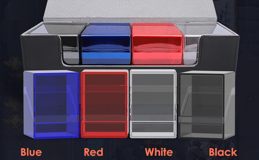 KKU Card Deck Boxes with 4 Pack Acylic Card Cases, Magnetic Closure Trading Card Deck Storage Box Fits 800+ Sleeved Cards Sport Cards