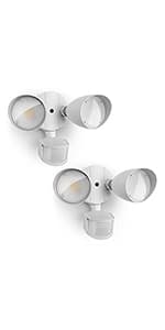 UME 2-Packs 2500 Lumen 32 Watt 28 LED Dual-Head Floodlight Outdoor, Full Metal Design, Waterproof Exterior Security Wall Light 5000K for Patio, Garden, Yard-Black