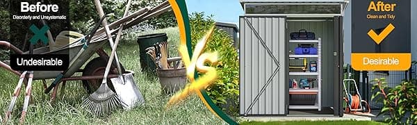 Shintenchi 5x3 FT Outdoor Storage Shed with Window, Outdoor Waterproof Storage Shed Metal Garden Shed with Lockable Single Door, Weather Resistant Tool Storage House Shed for Garden,Backyard,Drak Gray