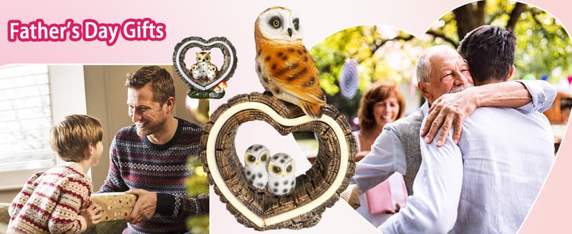 Solar Owl Garden Statue, Outdoor Waterproof Handmade Resin Statue,Garden Sculpture with Solar LED Lights, Warm Owl Statue Decoration, Suitable for Roads, Yards, lawns (Warm Owl Family)