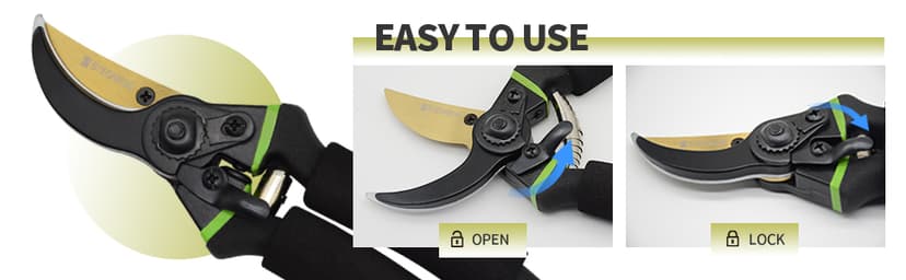 Secateurs, Premium Titanium Garden Pruning Shears, Gardening Scissors, Bypass, Ergonomic Shape, Garden Secateurs, Professional Hand Pruners, Hedge Shears