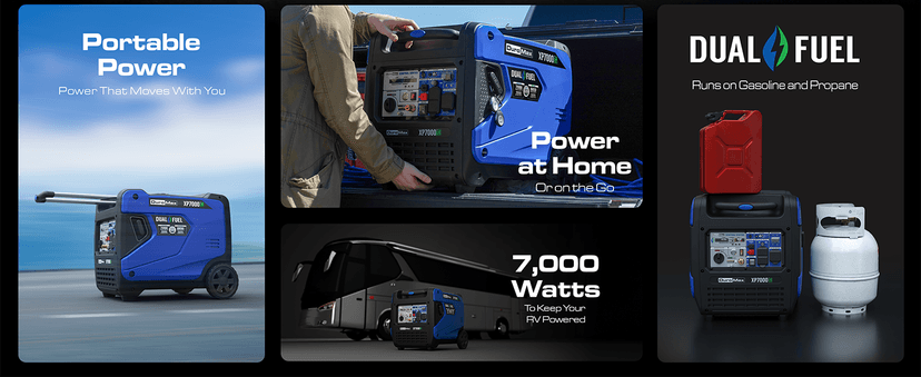 DuroMax XP7000iH 7,000-Watt Dual Fuel Portable Digital Inverter Generator - Gas & Propane, Remote Electric Start, RV & Emergency Ready